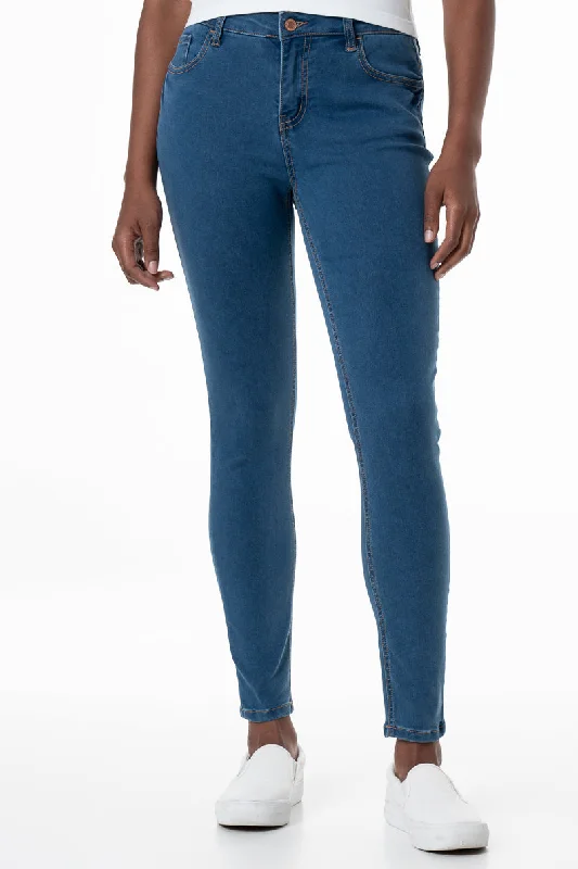 Rf01 Mid Rise Skinny Jeans _ 145802 _ Mid Wash Trendy Bootcut High-Waisted Jeans