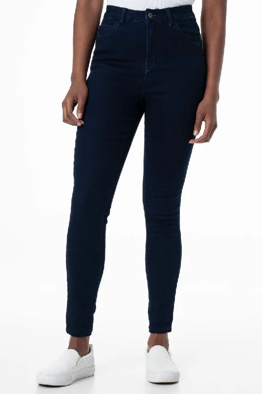 Rf09 Hi-Waisted Skinny Jeans _ 145804 _ Dark Wash Comfortable Stretch Fit Jeans