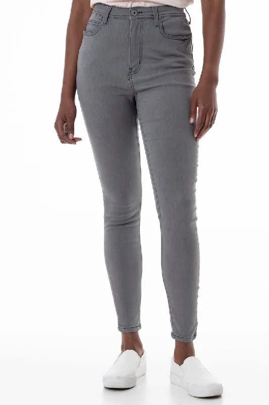 Rf09 Hi-Waisted Skinny Jeans _ 145805 _ Grey Wash Fashionable Straight Fit Denim