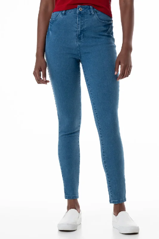 Rf09 Hi-Waisted Skinny Jeans _ 148252 _ Mid Wash Elegant Tapered Leg Denim