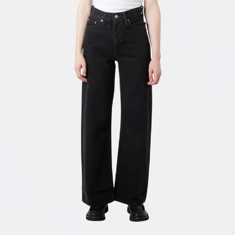 Ribcage Wide Leg Jeans (Rosie Posie) Chic Rolled Cuff Denim Jeans