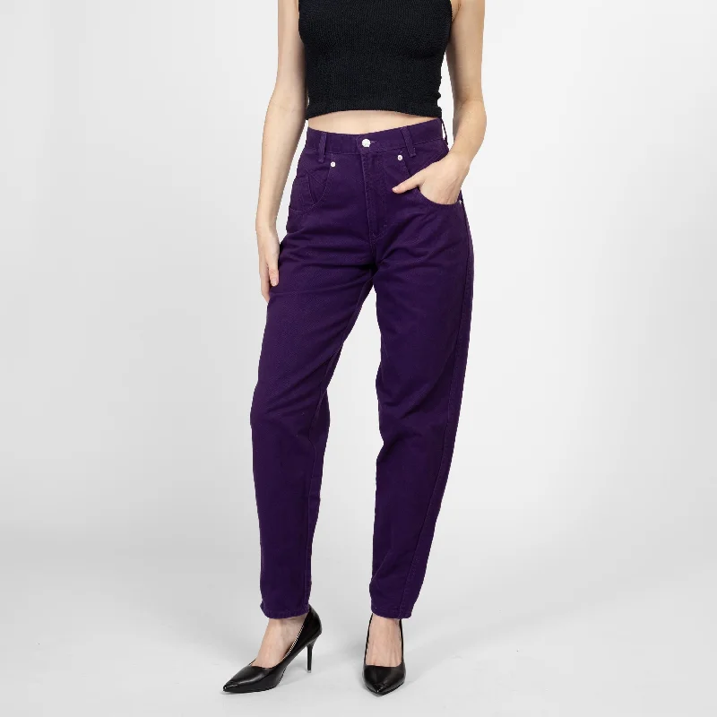 Small 90s Dark Purple High Waisted Jeans 27" Long Trendy Layered Pocket Jeans