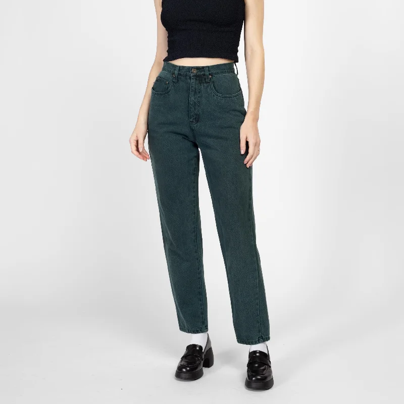 Small 90s Forest Green High Waisted Jeans 26" Comfortable Dark Wash Jeans