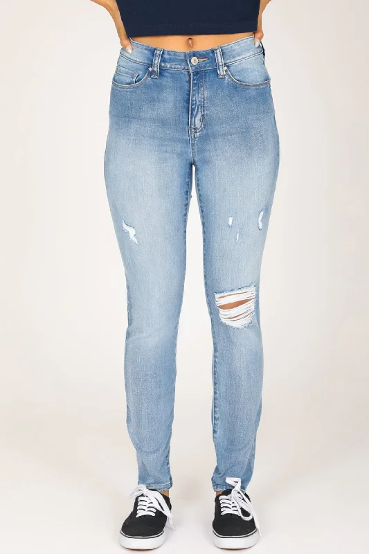 Stevie High Rise Skinny Jeans - Blooming Blue Trendy Acid Wash Skinny Jeans