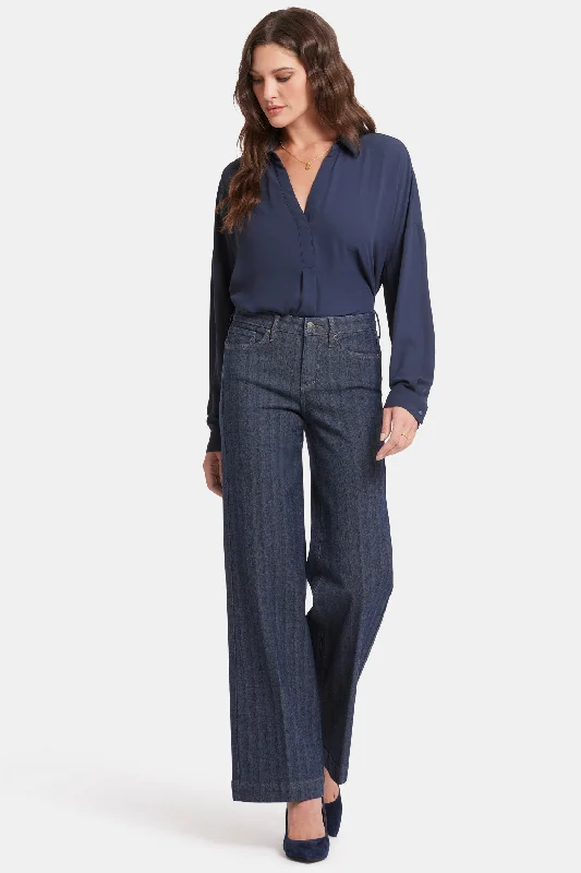 Teresa Wide Leg Jeans - Twilight Stripe Fashionable Distressed Jeans