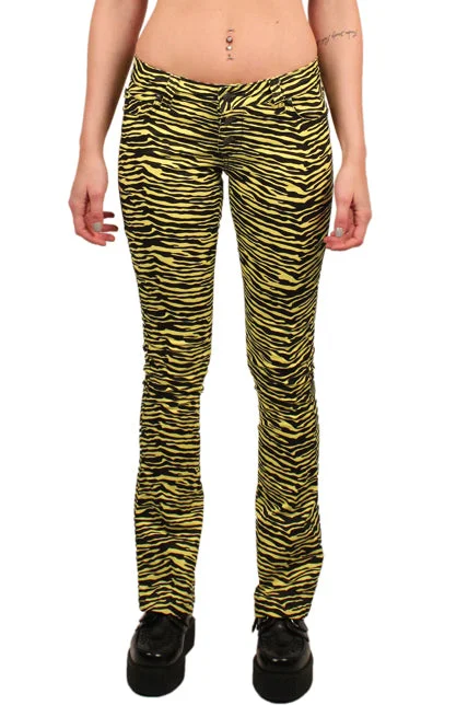 Bootcut Jeans Tiger Print Comfortable Distressed Straight-Leg Jeans