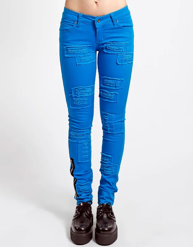 Patch Jeans Stylish Paperbag Waist Denim