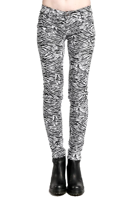 Safari Jeans Zebra Print Elegant Dark-Wash Bootcut Jeans