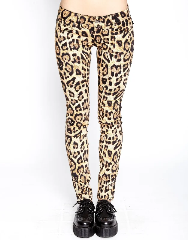 T Back Jeans Leopard Print Stylish High-Rise Mom Jeans