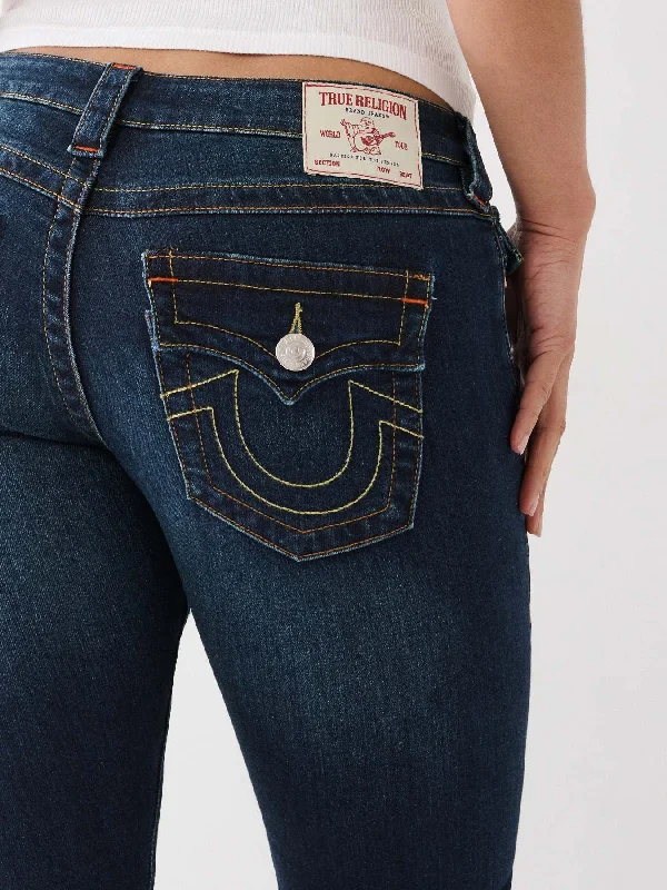 True Religion Women Blue Solid Flared Low-Rise Jeans Fashionable White Denim Jeans
