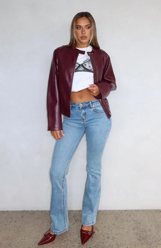 Wait For No One Low Rise Bootleg Jeans Vintage Light Blue Trendy Patchwork Denim Jeans