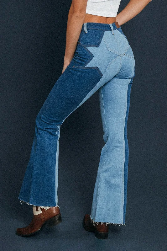 Wildflower Womens Bootleg Jeans - Vintage Blue Wash Classic Black Denim Jeans