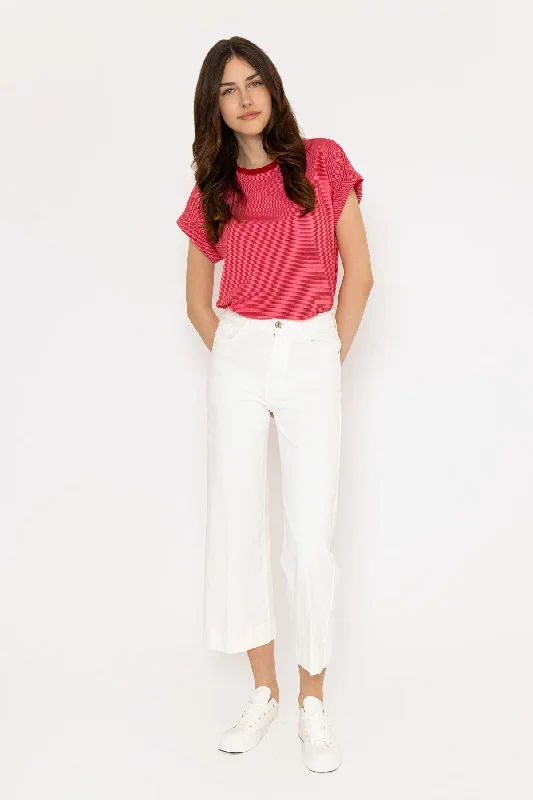 Windy Crop White Denim Jeans Chic Faded Blue Jeans