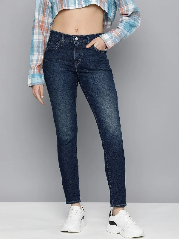 Women's Mid Rise 710 Super Skinny Fit Jeans Trendy Flared Leg Jeans