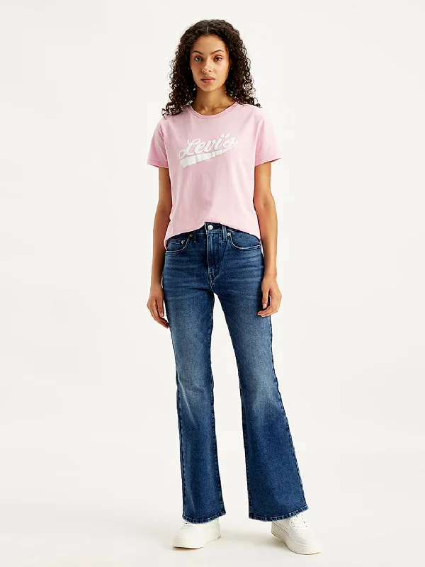 Women's Mid Rise 726 Flared Fit Blue Jeans Stylish Tapered Fit Jeans