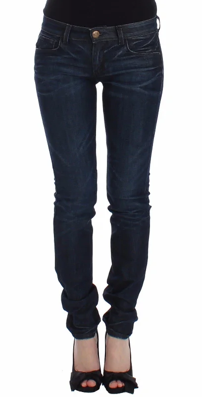 Ermanno Scervino Chic Dark Blue Skinny Jeans Cozy Relaxed Fit Denim Jeans