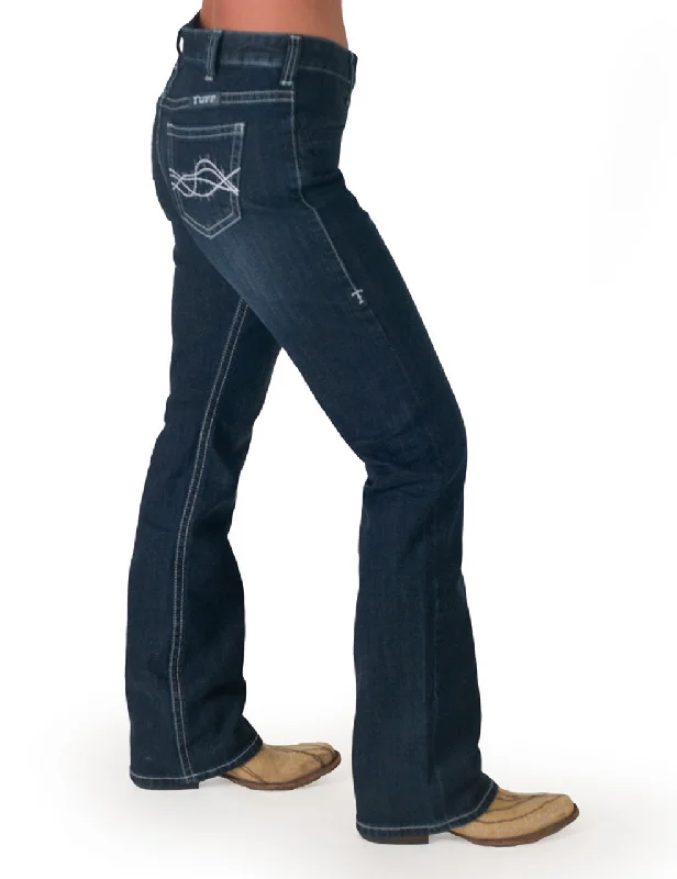 Women's Cowgirl Tuff Indigo Night Jeans #JINDNY-DWH Elegant Dark-Wash Bootcut Jeans