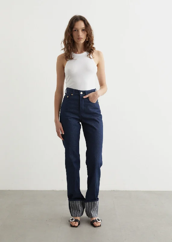 Le De-Nimes Droit Jeans Comfortable Boyfriend Jeans