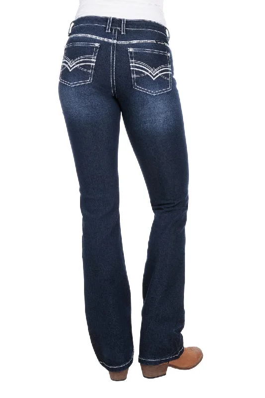 Pure Western Jeans Womens Hannah Bootcut Midnight Trendy Colored Denim Jeans