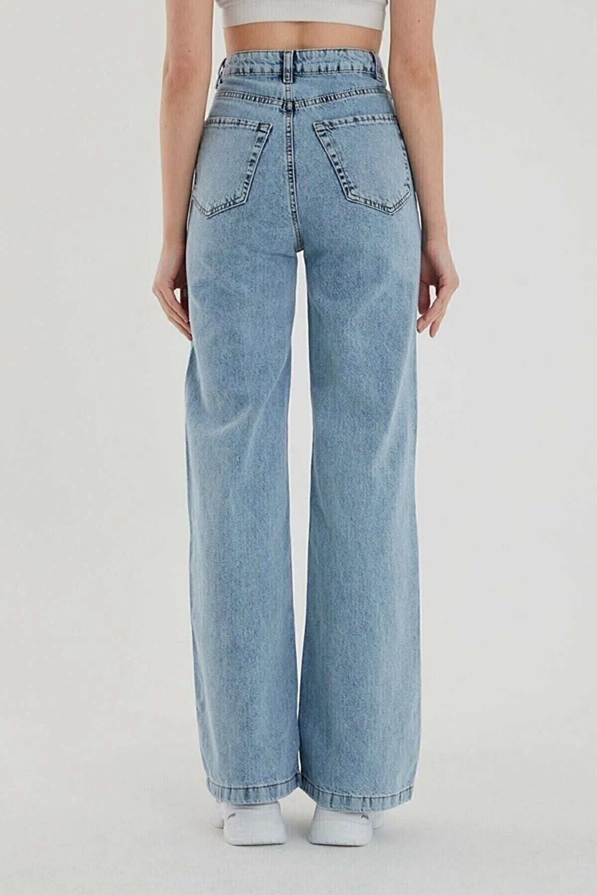 Ramrod Julia Snow Wash Blue Lycra Jeans Palazzo Trousers Comfortable Boyfriend Jeans