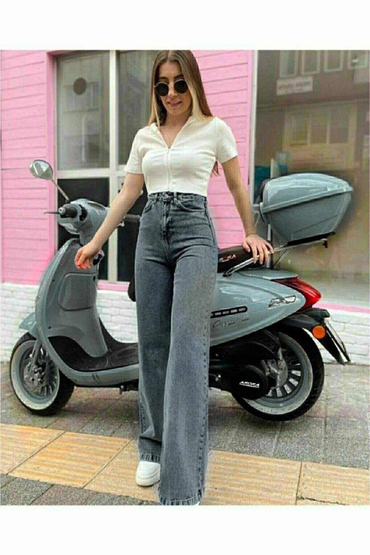 Ramrod Medusa Smoked Power Lycra  Jeans Palazzo Trousers Trendy Bootcut High-Waisted Jeans