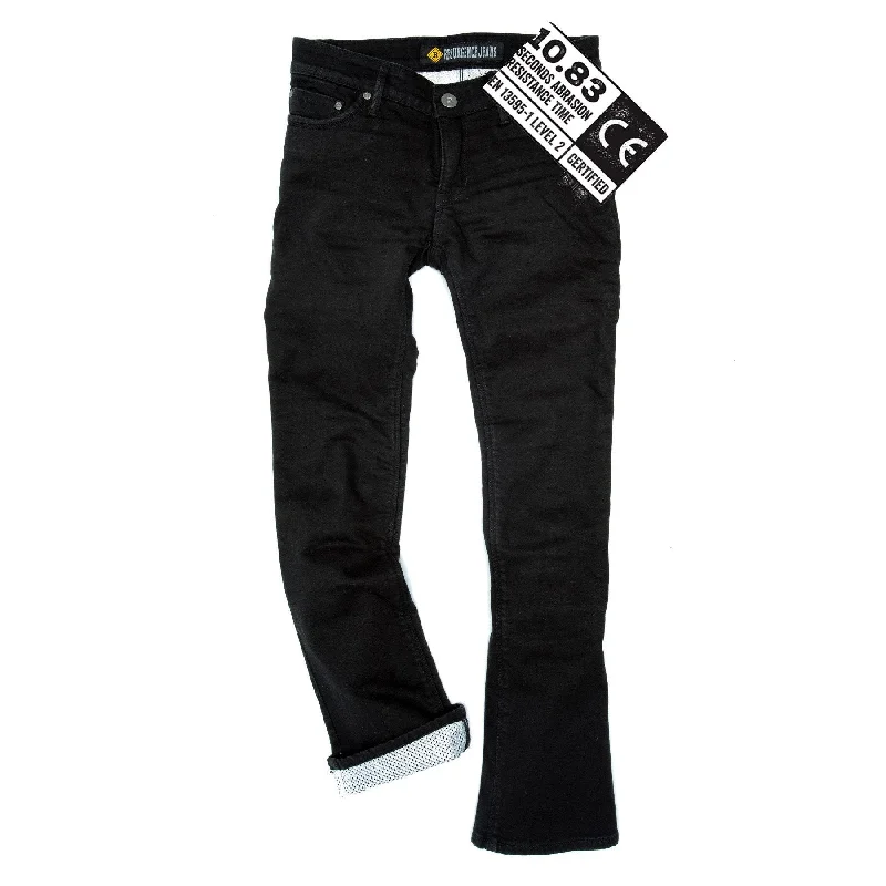 Resurgence Gear® Voyager PEKEV® Jet Black Ladies Motorcycle Jeans Trendy Vintage Denim Jeans