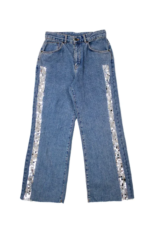 The Ragged Preist - Sequin Detail Jeans Trendy Acid Wash Skinny Jeans