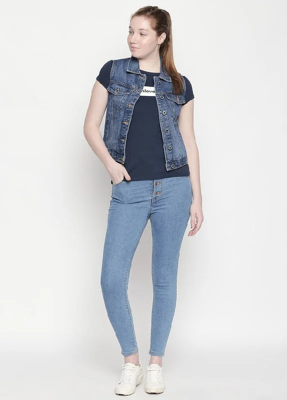 Vienna High Waist Jeans With Four Buttons Trendy Pleated Waist Jeans