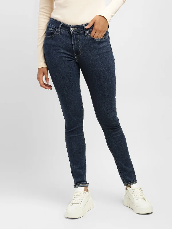 Women's Mid Rise 711 Skinny Fit Jeans Stylish Shredded Denim Jeans