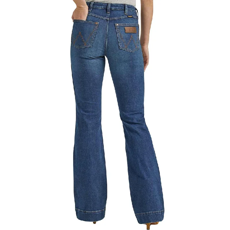 Wrangler Women's Retro Premium High Rise Trouser Jeans Comfortable Drawstring Waist Jeans